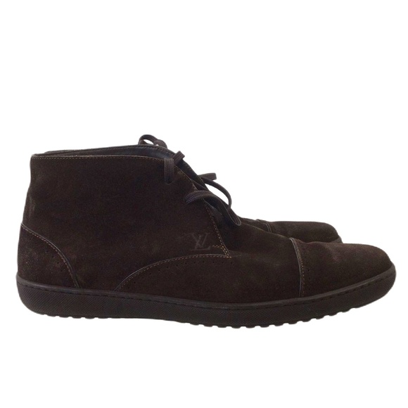 Louis Vuitton Dark Brown Suede Cap-Toe Lace-Up Chukka Boots Size 6 - Picture 1 of 9